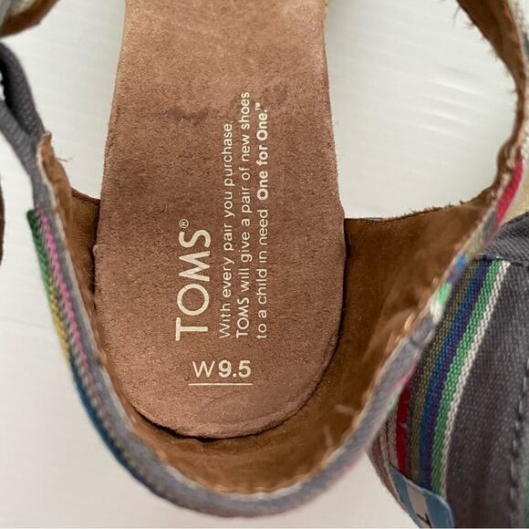 Toms Sienna striped strappy wedge sandals size 9.5 W - Picture 7 of 10
